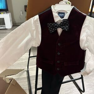 Izod Burgundy and White Kids Matching Set